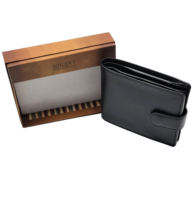Migant design Black or brown leather wallet in giftbox 6443 - Migant