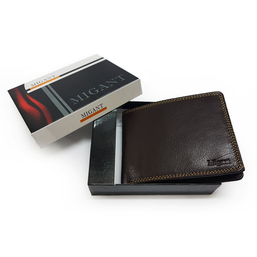 Migant Design brown leather wallet in gift box - Migant